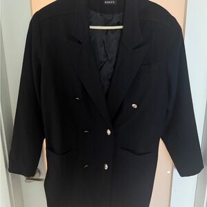Lady’s Black Double-Breasted Blazer Coat